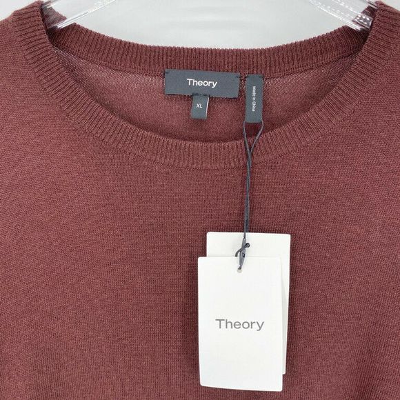 Theory Burgundy Riland Wool Blend V Neck Sweater - Picture 8 of 10